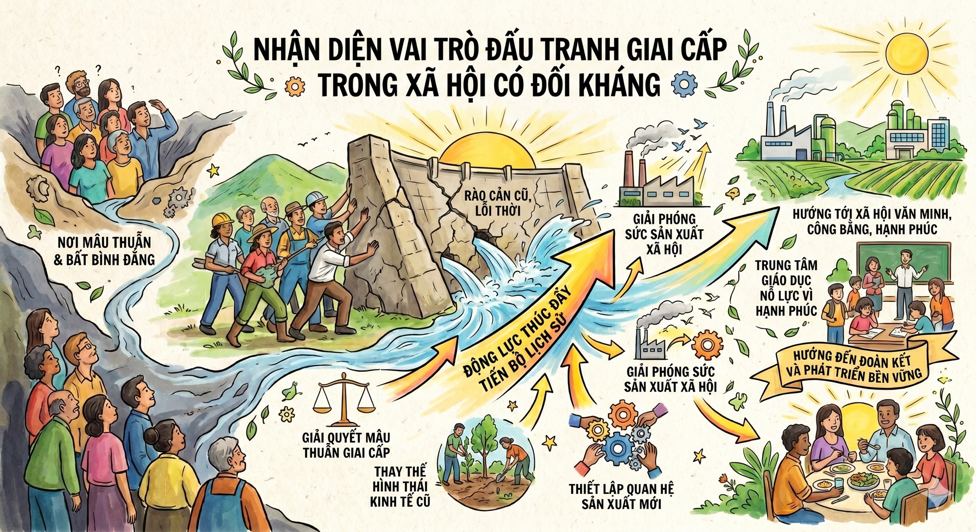 Sơ đồ vai trò đấu tranh giai cấp trong xã hội có đối kháng